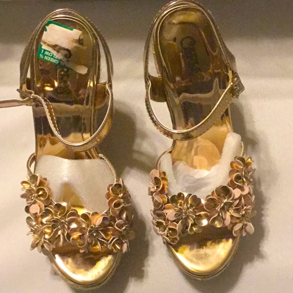 Heeled rose gold sandals
